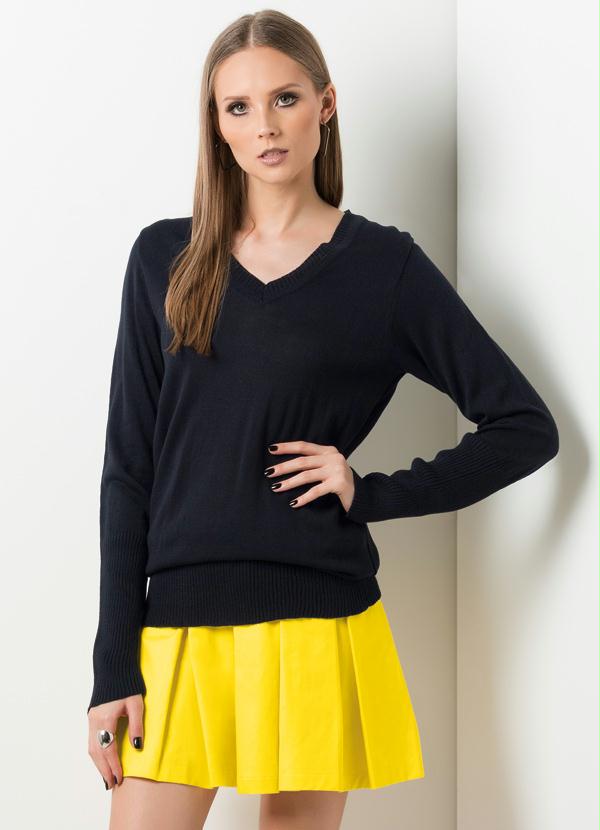 Quintess - Pulôver Feminino Tricô Acrílico Preto