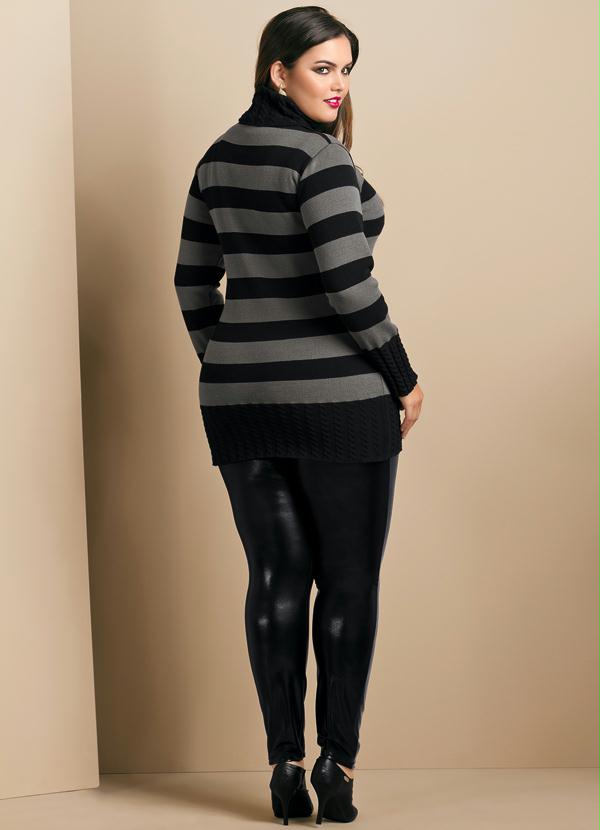 Quintess - Pulôver Gola Alta Plus Size Listrado 4