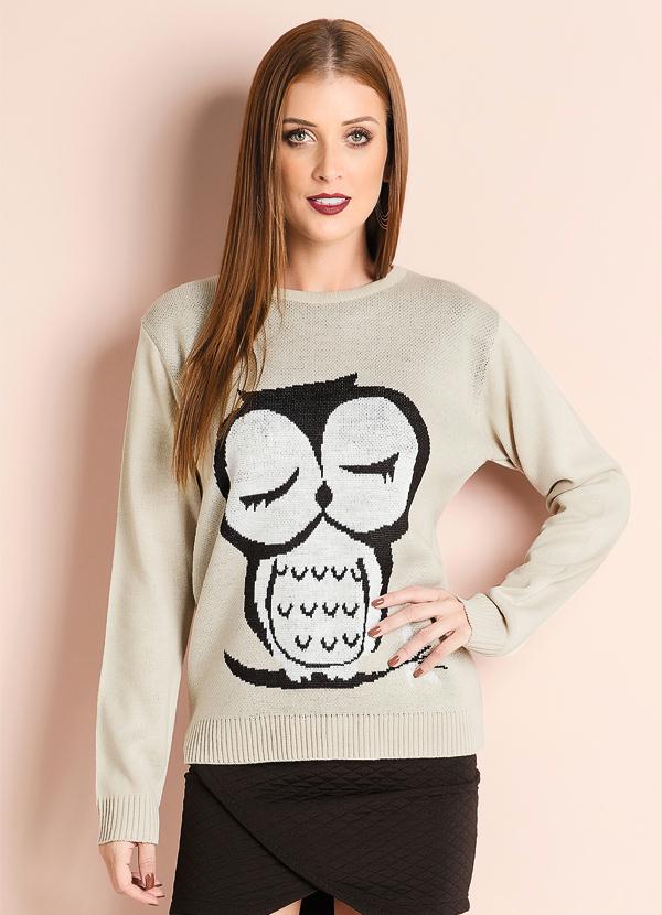 Quintess - Suéter de Tricô Estampa de Coruja