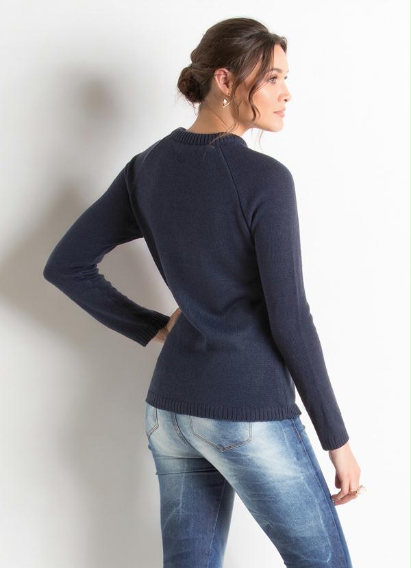 Quintess - Suéter de Tricô Marinho Raposas 2