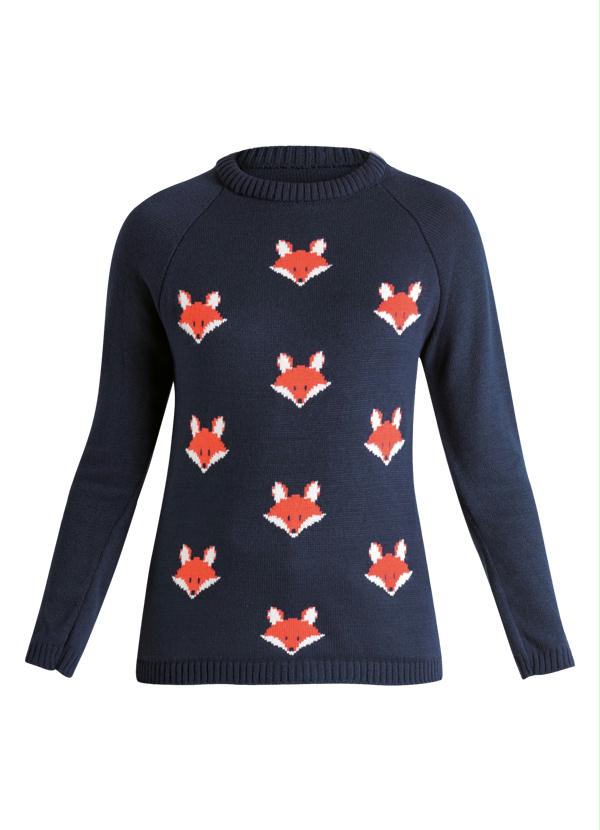 Quintess - Suéter de Tricô Marinho Raposas 5