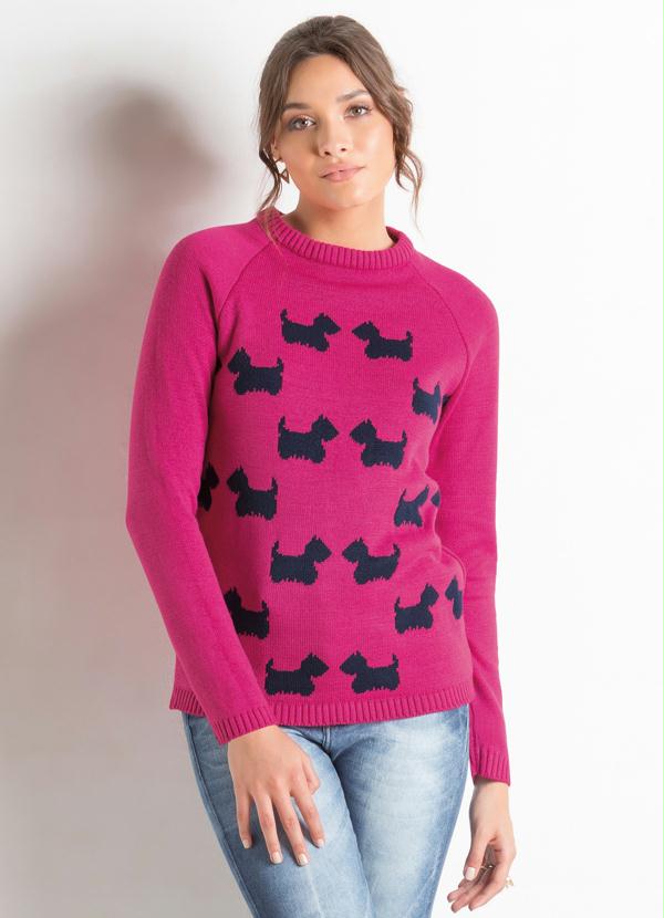 Quintess - Suéter de Tricô Pink Dogs