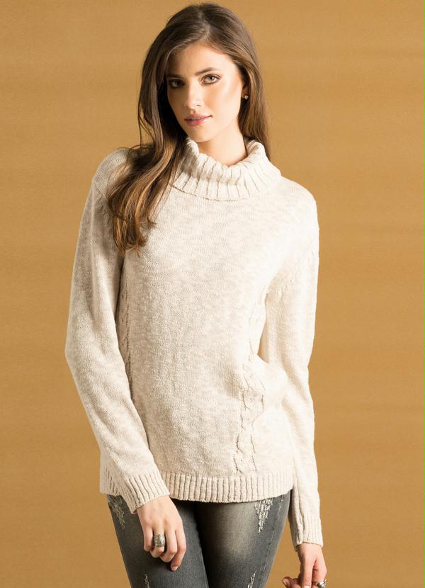 Quintess - Suéter Gola Rolê Bege