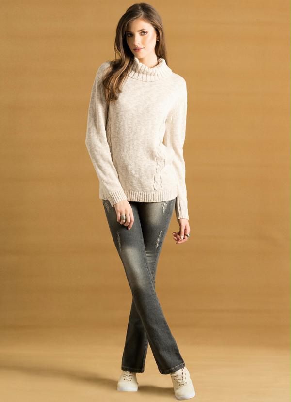 Quintess - Suéter Gola Rolê Bege 3