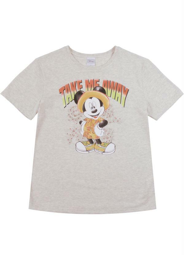 Disney - Blusa com Estampa e Decoração de Pedras Cinza