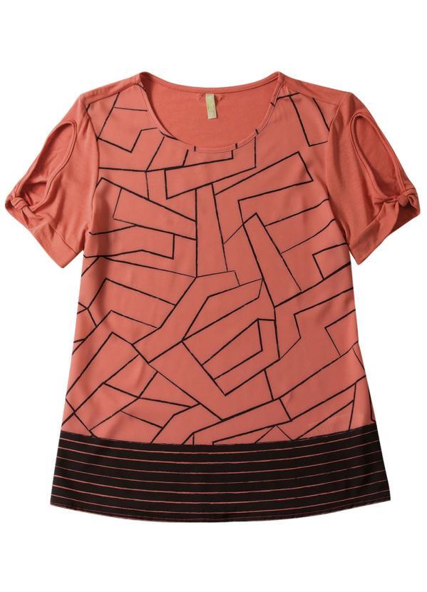 Cativa - Blusa com Estampa Geométrica Laranja
