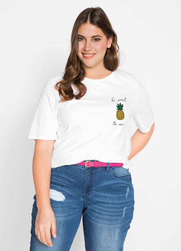 bonprix - Blusa com Patch de Abacaxi Branca 4