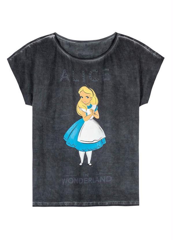 Enfim - Blusa Preta Ampla Alice In Wonderland®