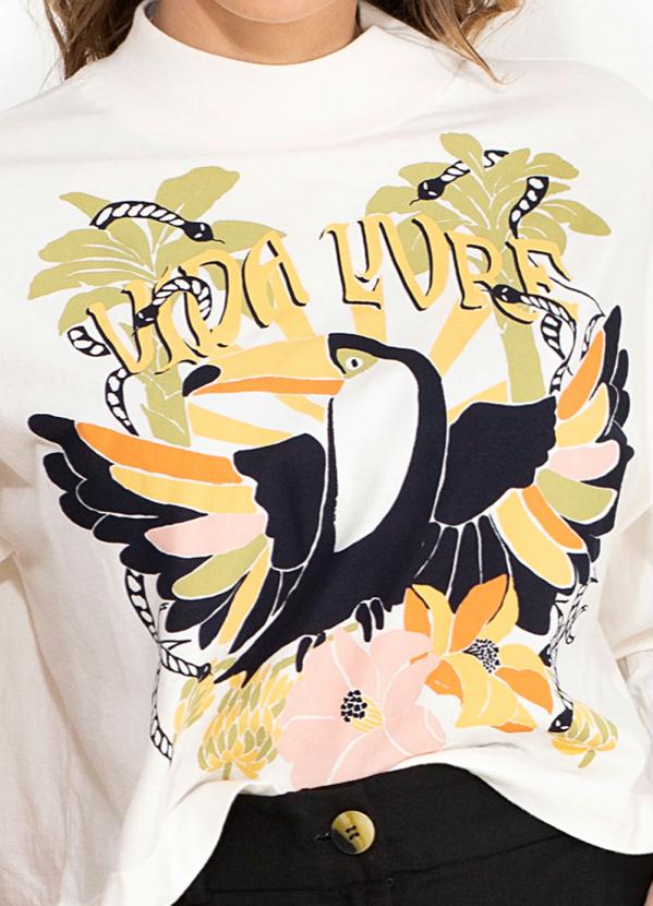 Farm - T-Shirt Box de Malha Vida Livre Tucano Branca 6