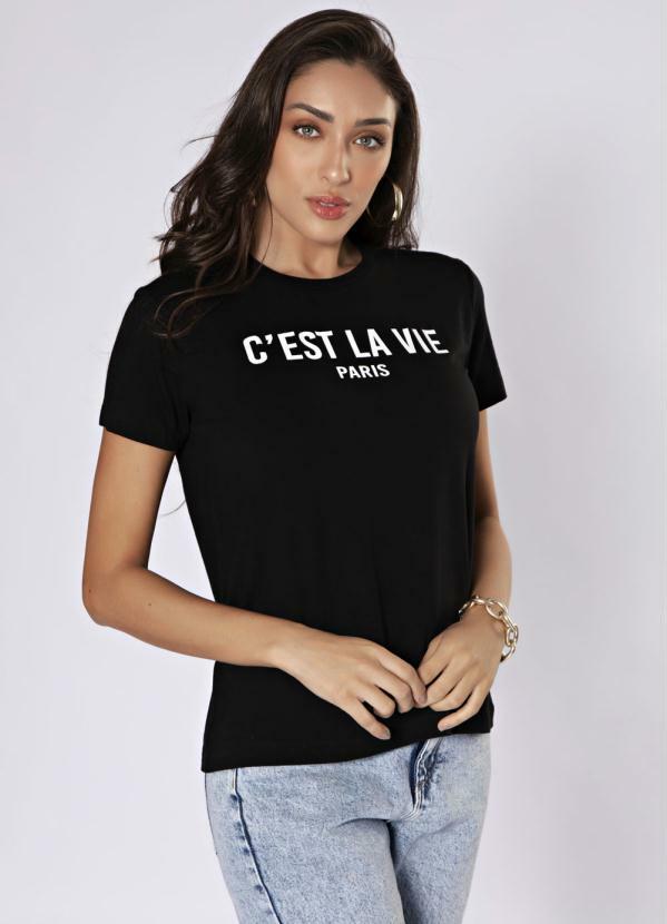Preview - T-Shirt C'Est La Vie Preto