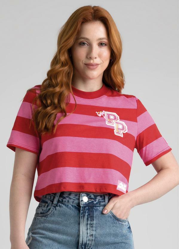Enfim - T-Shirt Cropped Pink Panther Vermelho