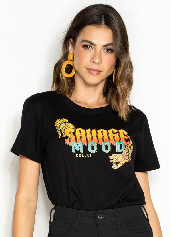 Colcci - T-Shirt de Malha Estampada Preta