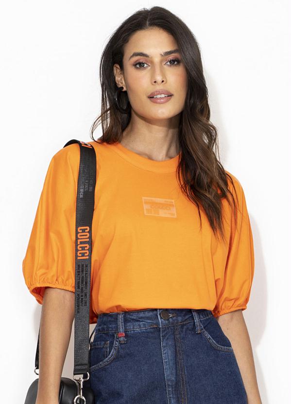 Colcci - T-Shirt de Malha Manga Bufante Laranja 1
