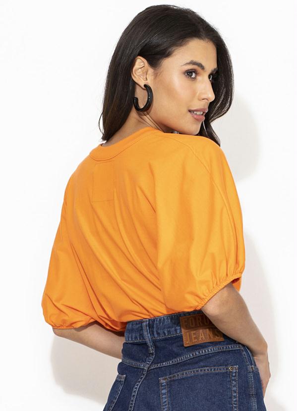 Colcci - T-Shirt de Malha Manga Bufante Laranja 2