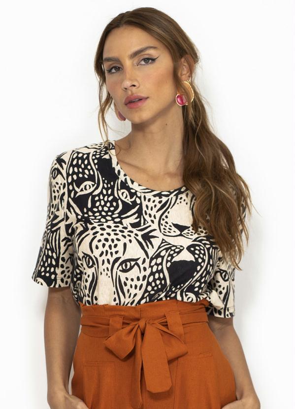Farm - T-Shirt de Malha Onça da Noite Branca