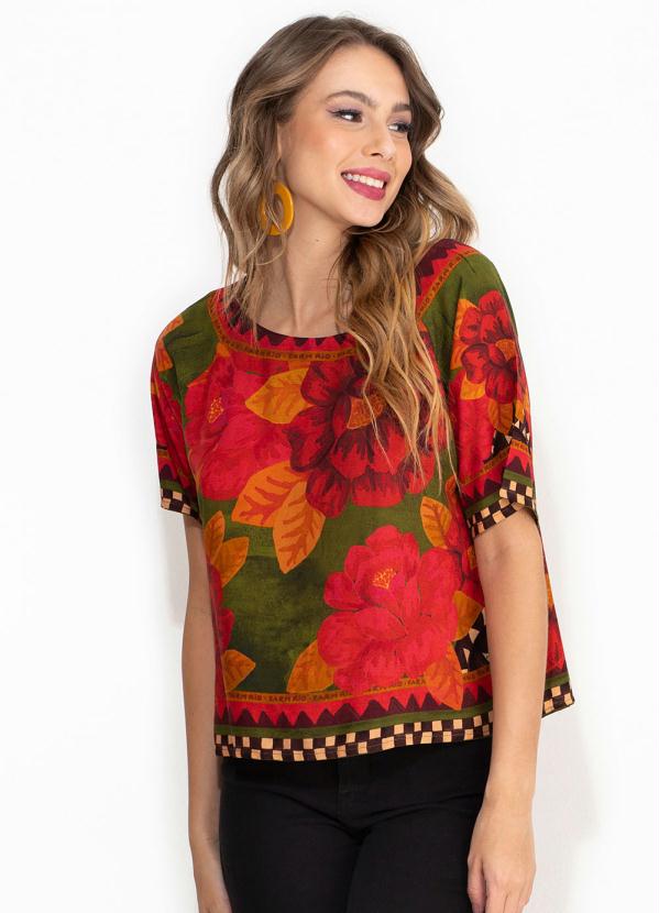 Farm - T-Shirt de Viscose Floral Bangalore Estampada