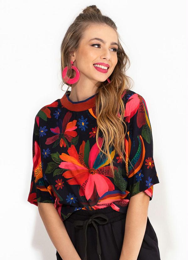 Farm - T-Shirt de Viscose Magia de Banana Preta