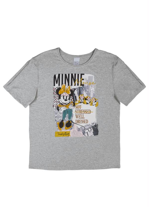 Disney - T-Shirt Estampada com Glitter Cinza 3