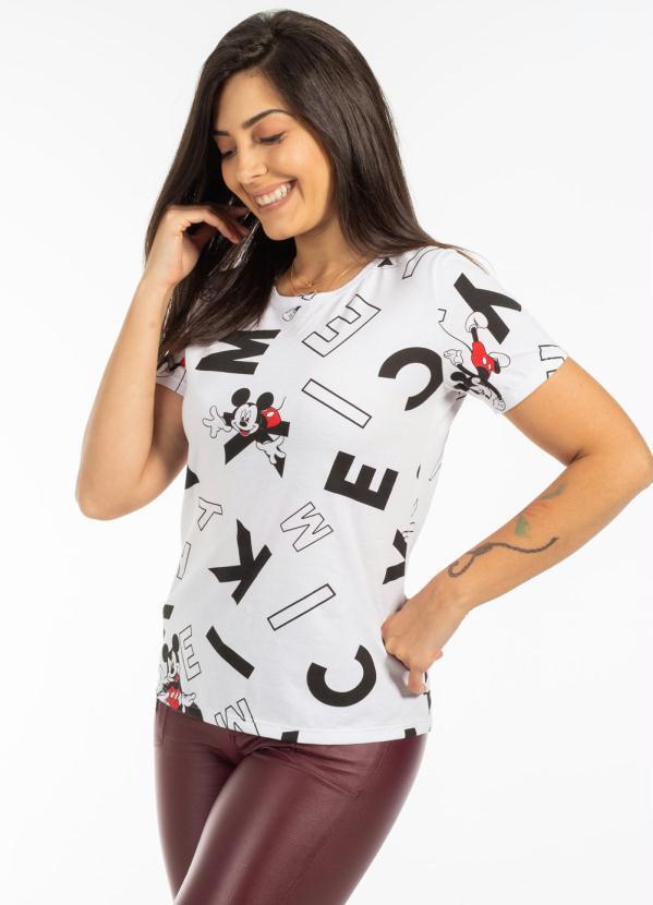 Disney - T-Shirt Feminina Adulto Estampada Branco
