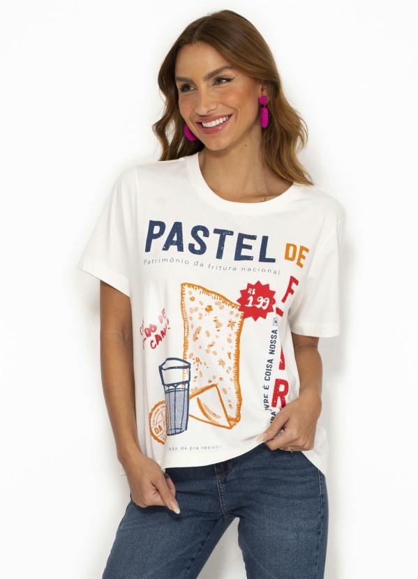 Farm - T-Shirt Fit Silk Pastel de Feira Branca