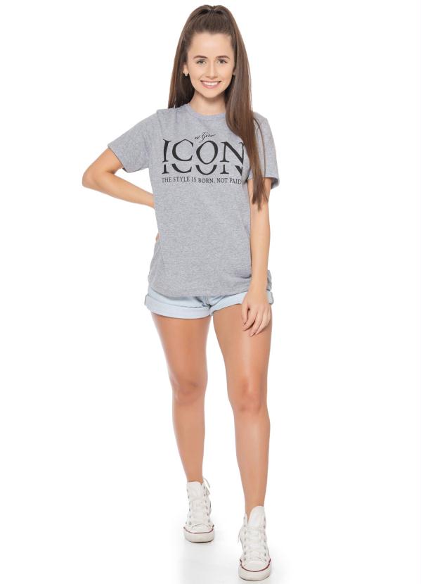 Up Close - T-Shirt Girl Icon Cinza 3
