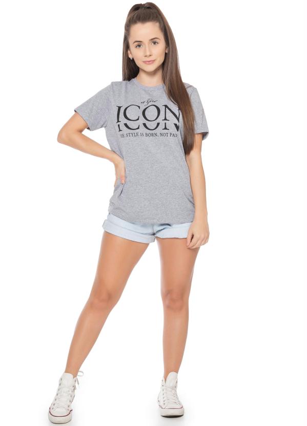 Up Close - T-Shirt Girl Icon Cinza 5