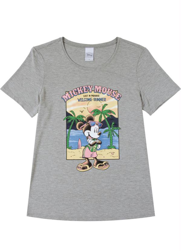 Disney - T-Shirt Manga Curta Estampada Cinza 1