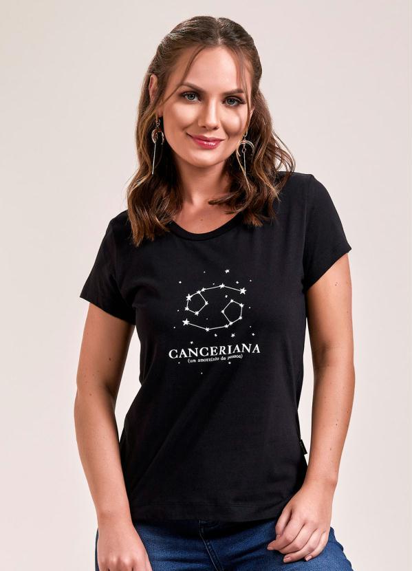 Angel - T-Shirt Preto Meu Signo Câncer