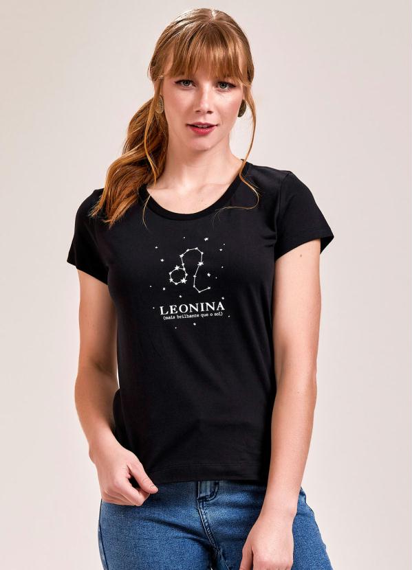 T-Shirt Preto Meu Signo Leão Angel