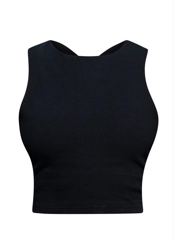Quintess - Top Cropped Costas Transpassadas Preto 6
