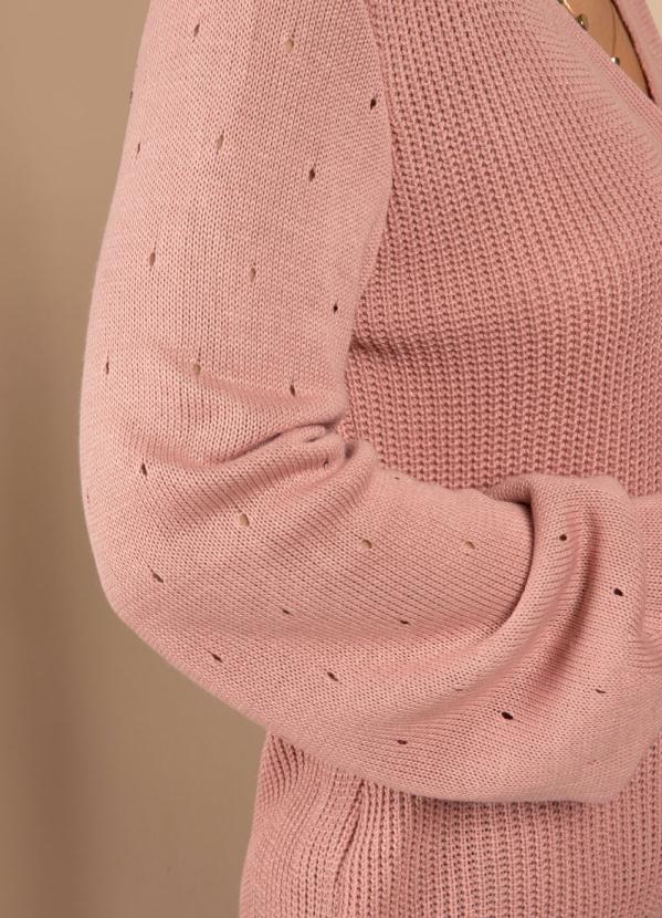 Quintess - Cardigan de Tricô RosaCom Botões Funcionais 6