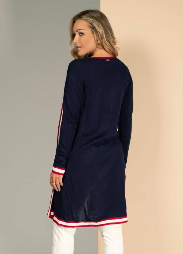 Quintess - Cardigan em Tricô Azul com Bolsos 2