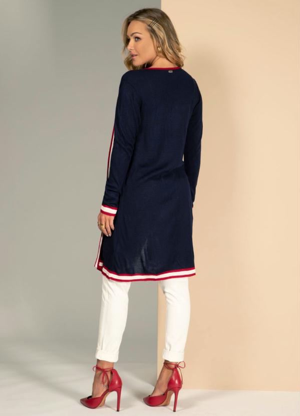 Quintess - Cardigan em Tricô Azul com Bolsos 4