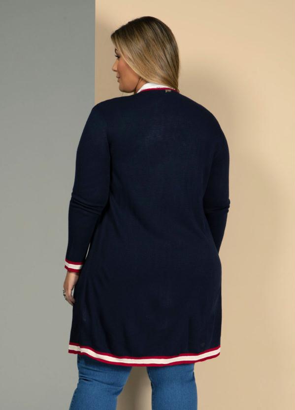 Quintess - Cardigan em Tricô Azul com Bolsos 6