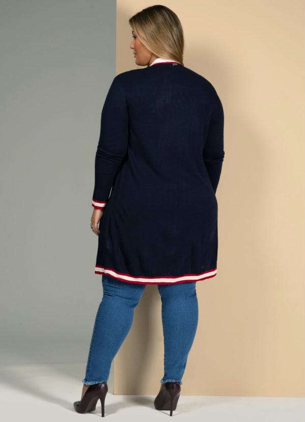 Quintess - Cardigan em Tricô Azul com Bolsos 8