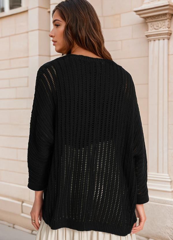 bonprix - Casaco Alongado de Tricô Preto 2