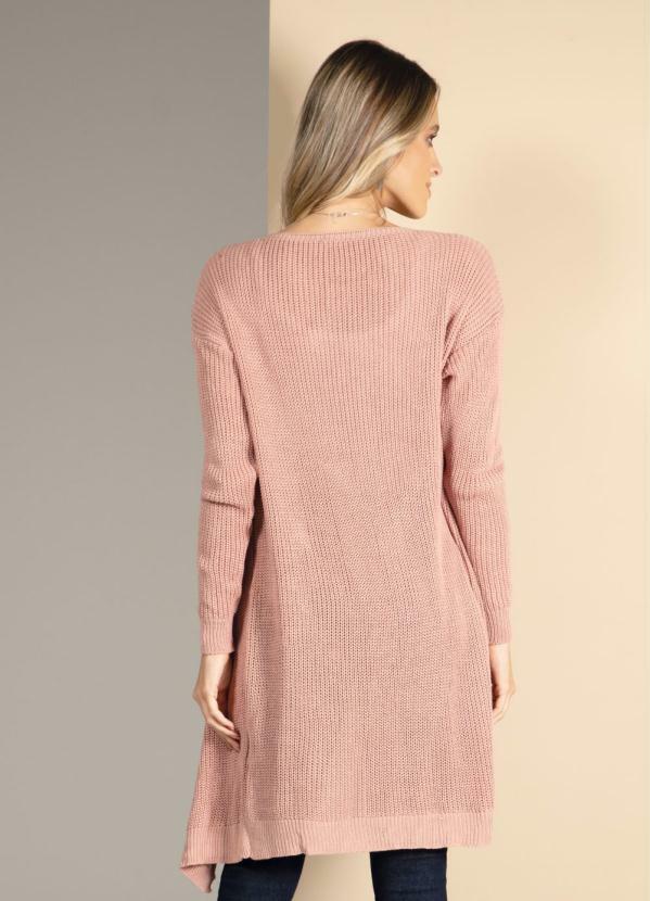cardigan alongado rosa