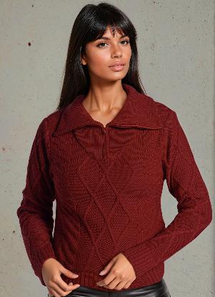 bonprix - Casaco Bordô em Tricô - BONPRIX