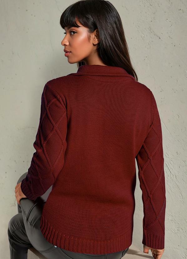 bonprix - Casaco Bordô em Tricô 2