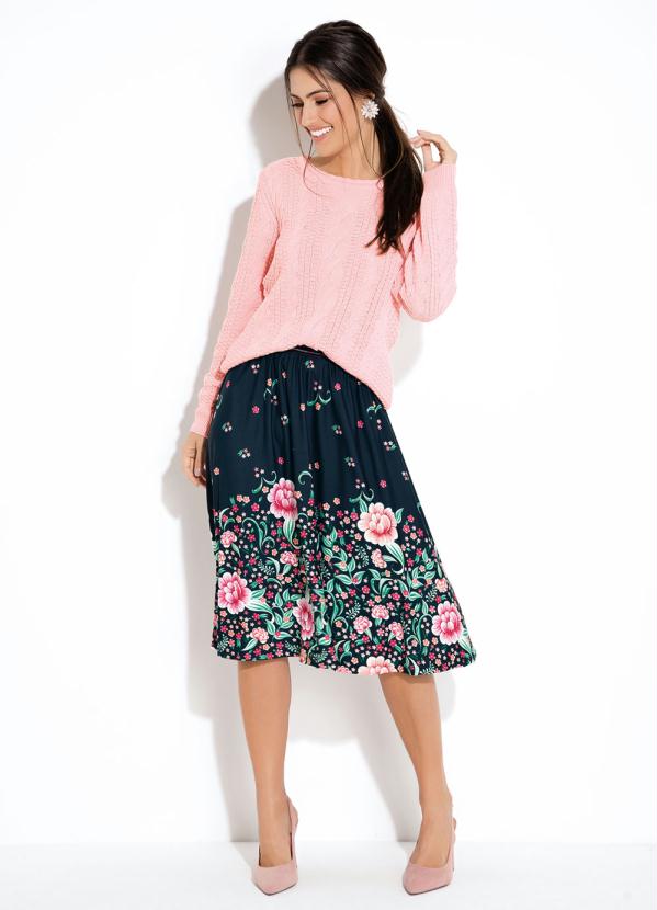 Quintess - Casaco em Tricô Rosa com Ponto Traçado na Frente 3