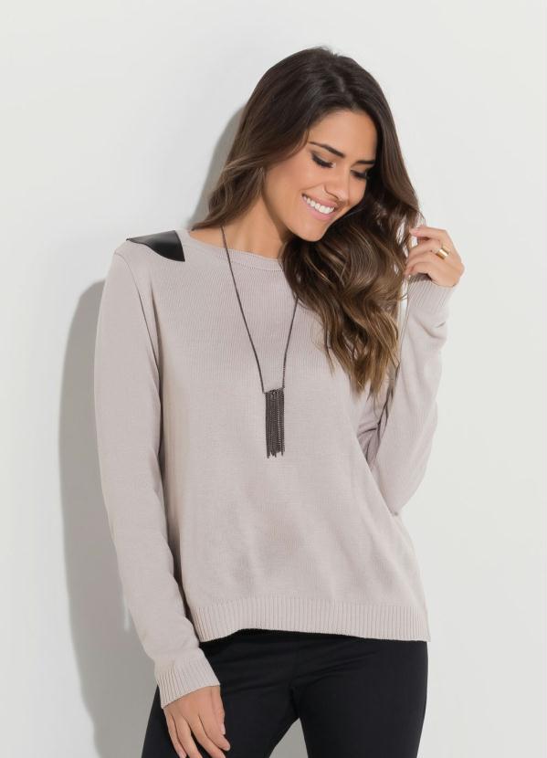 Quintess - Casaco em Tricot Cinza Detalhe no Ombro