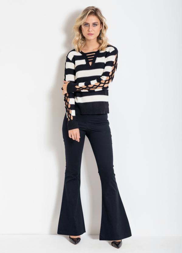 Quintess - Casaco em Tricot com Tiras Listrado Quintess 4