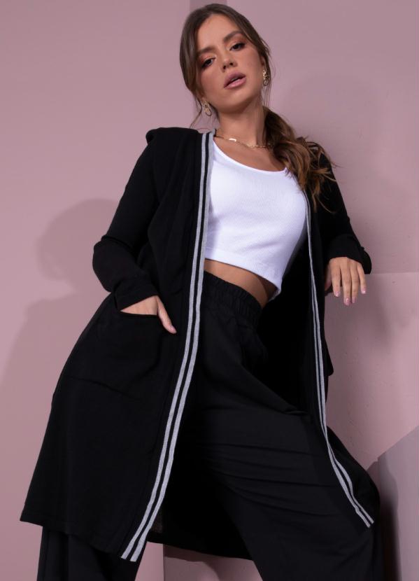 Quintess - Casaco Preto com Fendas Laterais