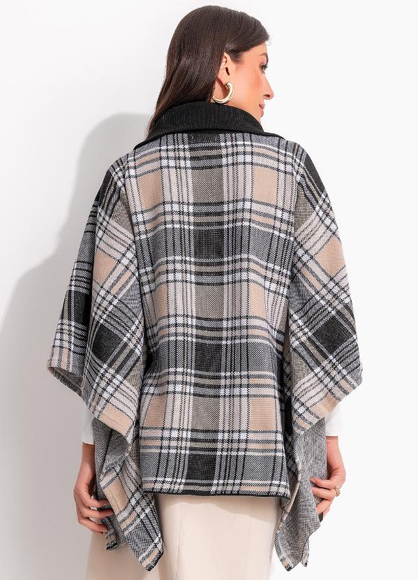 Casaco Xadrez Plaid Bege em Tricô Bonprix
