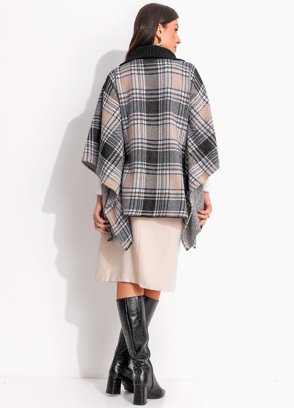 bonprix - Casaco Xadrez Plaid Bege em Tricô 5