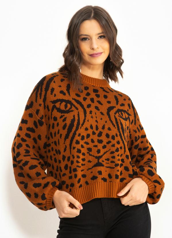 Farm - Pull Tricot Onça Marrom