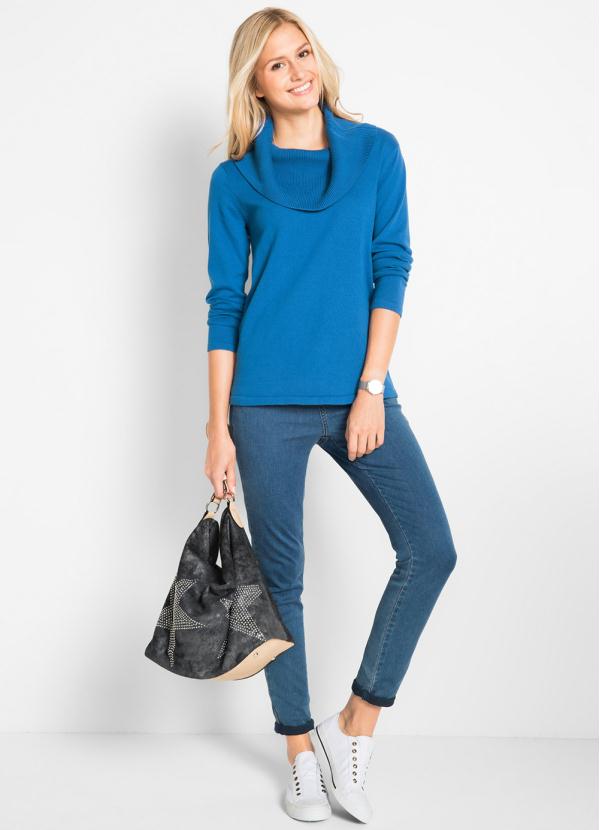 bonprix - Suéter de Tricô Azul Royal 5