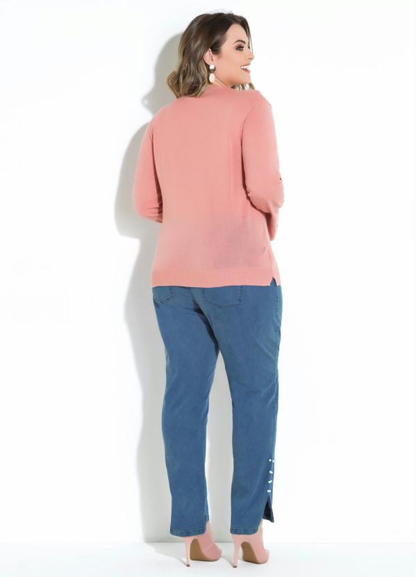 Quintess - Suéter de Tricô Rosê com Fendas nas Laterais 10