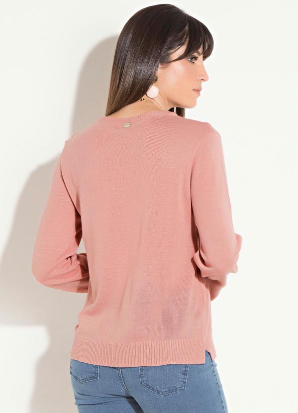 Quintess - Suéter de Tricô Rosê com Fendas nas Laterais 3