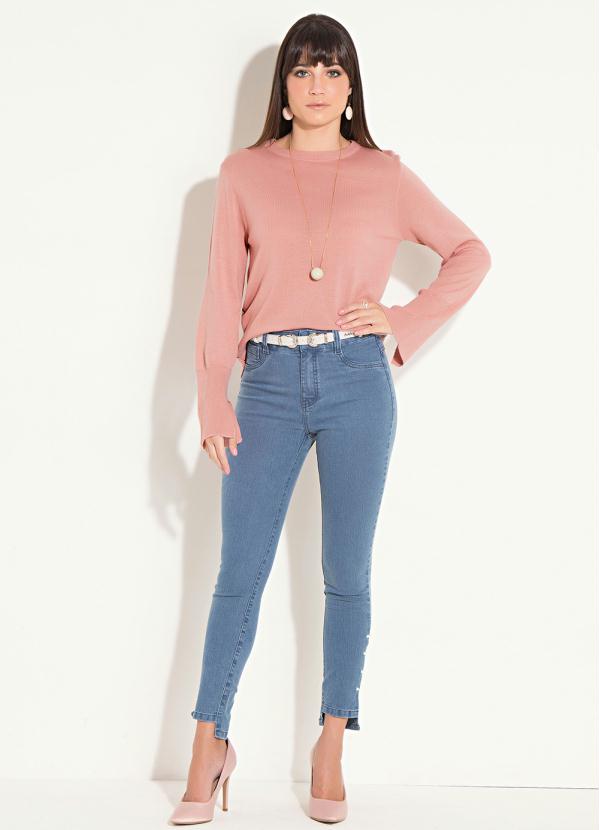 Quintess - Suéter de Tricô Rosê com Fendas nas Laterais 4